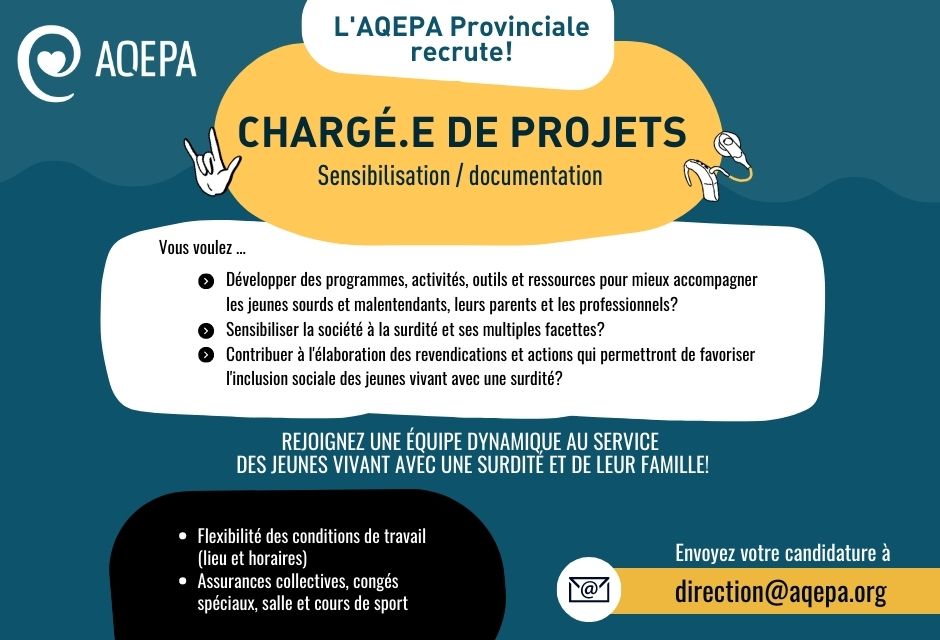 L'AQEPA Provinciale recherche un.e chargé.e de projets!