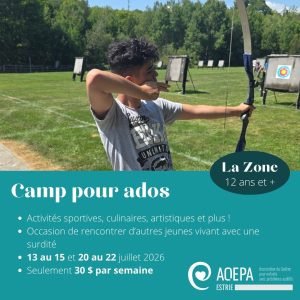 camp d'été adolescents surdité aquepa estrie